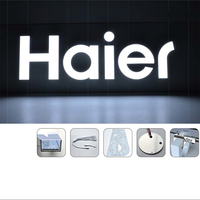 Lettres lumineuses en acrylique MINI LED pour publicité, enseigne Haier - Éclairage frontal et arrière - IP33-IP68 étanche pour utilisation en voiture et dans les parcs