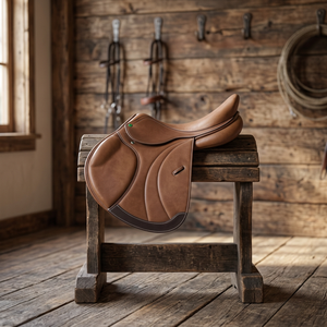 Silla de montar de cuero premium para caballo, con estructura de plástico, para doma inglesa, colores personalizables, cómoda, duradera, equipo de carreras auténtico - Product Image 2