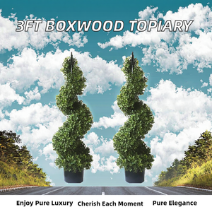 ต้นไม้ประดิษฐ์ทรงกลมขนาด 3 ฟุต พร้อมกระถาง สำหรับตกแต่งระเบียงหน้าบ้าน ทางเข้าบ้าน ห้องนั่งเล่น ภายนอกอาคาร แพ็ค 2 ต้น ทนทานต่อรังสียูวี ขนาด 8 นิ้ว (เส้นผ่านศูนย์กลาง) x 8 นิ้ว (กว้าง) x - Product Image 4