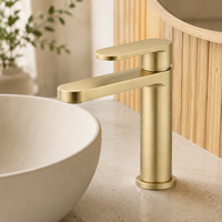 Robinet de lavabo moderne et contemporain en laiton, mitigeur monocommande à poser sur le comptoir pour usage résidentiel et hôtelier, vente en gros OEM