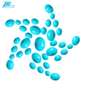 Cabujón de turquesa Natural de 6mm X 8mm, cuentas sueltas en forma de huevo para hacer joyas, diseño de moda, bonita <span class=keywords><strong>piedra</strong></span> azul - Product Image 6