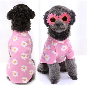 पालतू परिधान शर्ट फ्रेंच बुलडॉग पोशाक डेज़ी फैशन लवली सूरज चश्मा कुत्ते कपड़े गर्मियों