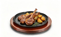 Plaque à steak en fonte, design rond fleur de prunier, avec base en bois, pour restaurant, teppanyaki, barbecue, ustensiles de cuisson