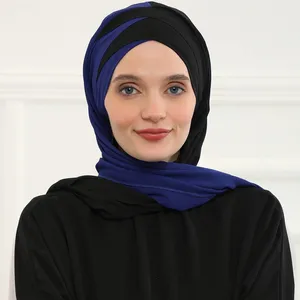 MOTIVE FORCE Atacado sólido plissado chiffon hijab cachecol duas cores instantâneo xale cachecol chiffon turbante cabeça envoltório para as mulheres