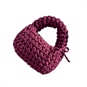 Sac demi-lune au crochet avec breloque fleur, fait main, mignon, pour usage quotidien, imperméable, écologique, léger, avec bandoulière - Product Image 2