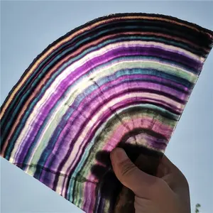 Polido natural arco-íris fluorite cristal slabas de fluorite pedras fatias para decoração de casa