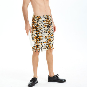 Costume de Caveman pour <span class=keywords><strong>homme</strong></span>, jupe à imprimé tigre, Halloween, préhistorique, tribal, cosplay, fête, déguisements - Product Image 2