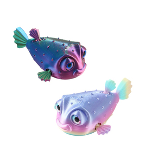 2026 Ornement de poisson-bouffant mignon imprimé en 3D avec œil articulé simulé, cadeau d'anniversaire pour enfants, artisanat de décoration intérieure - Product Image 2