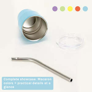 Vaso Térmico Mini <span class=keywords><strong>de</strong></span> Acero Inoxidable <span class=keywords><strong>de</strong></span> 3oz con Tapa y Popote, Vaso <span class=keywords><strong>de</strong></span> Chupito Aislado <span class=keywords><strong>al</strong></span> Vacío, Taza <span class=keywords><strong>de</strong></span> Viaje Portátil para Niños y Adultos - Product Image 4