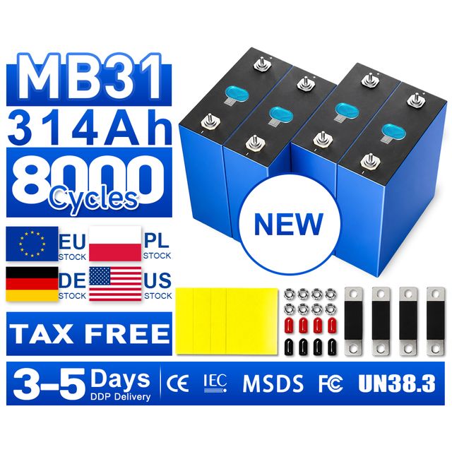 Grade a MB31 314Ah Lifepo4 8000 Time Cycle 3.2V 314Ah 330Ah Prismatic Lithium Ion Batteries LiFePO4 Energy Storage Battery