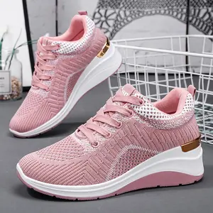 Zapatillas de deporte transpirables para mujer, nuevo diseño, informales, a la moda, para caminar, ocio, malla, plataforma deportiva superior, gruesas, 2023