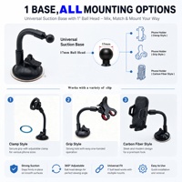 Base de support universelle à ventouse sphérique de 17 mm avec col de cygne flexible pour support de téléphone de voiture, fixation par aspiration robuste