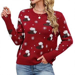 Sweat-shirts pour femmes respirants et durables, style sublimation, anti-rides, col rond, tricotés, imprimés rouges, sublimation - Product Image 1