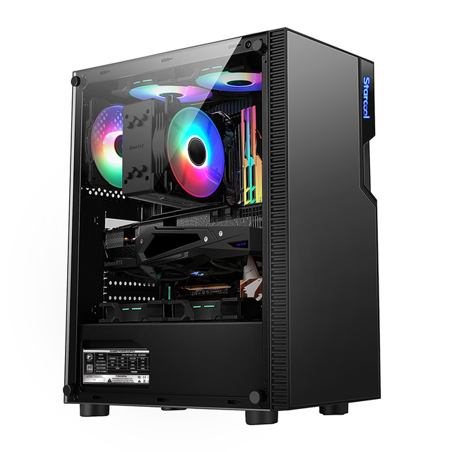 KINPOWER Customized PC Case for Gaming Mid Tower Tempered Glass Gaming Computer Case