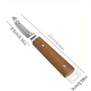 Pelador de acero inoxidable con mango de madera, utensilios de cocina <span class=keywords><strong>necesarios</strong></span>, pelador de frutas y verduras - Product Image 5