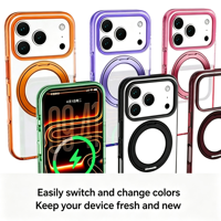 Étui de protection transparent antichoc en TPU+PC avec support magnétique rotatif à 360° pour iPhone 18 Pro Max