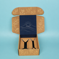 Caja de Cartón Corrugado Kraft Impresa Personalizada al por Mayor con Inserto, Diseño de Montaña, Amanecer, Naturaleza, Botánico, Caja de Regalo para Envío