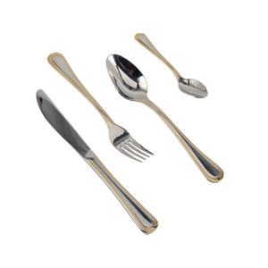 Ensemble de couverts en acier inoxydable argenté, garnitures plaquées or 24K - Product Image 4