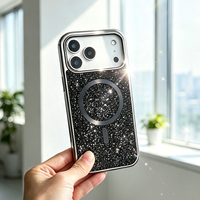 Étui magnétique en PC plaqué or JOYPORODO B434 avec technologie d'incrustation de diamants, étui tendance pour iPhone 11 12 13 14 15 16 17