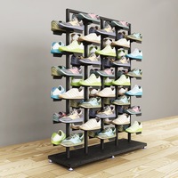Support d'affichage de chaussures de sport en fer pliable et rotatif à une face, pour magasins de chaussures commerciaux, avec un design moderne et léger