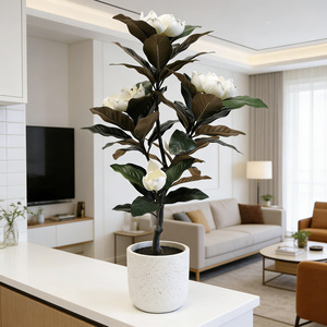 Arbre artificiel de magnolia de 90 cm de haut, fleurs blanches et roses, en <span class=keywords><strong>pot</strong></span>, toucher réel, écologique, <span class=keywords><strong>pour</strong></span> la décoration de la maison, du jardin, des mariages, aménagement paysager, faux - Product Image 1