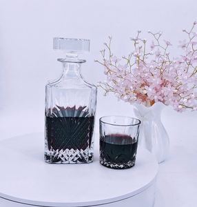 750ml Glasflasche für Whisky Vintage geschnitzte Glas Whisky flaschen Whisky Dekan ter - Product Image 3