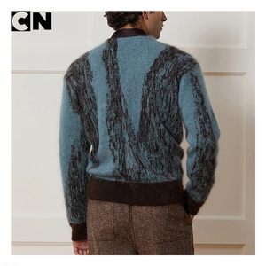 Cardigan en laine mohair brossée et moelleuse, coupe décontractée pour homme, avec logo personnalisé, certifié GRS, pour l'hiver - Product Image 3