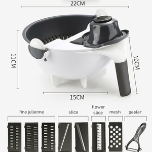 9 in 1 Multifunction <strong>Manual</strong> Vegetable Cutter <strong>Slicer</strong> with Drain Basket Fruit Grater <strong>Shredder</strong> for Kitchen Use - Product Image 6