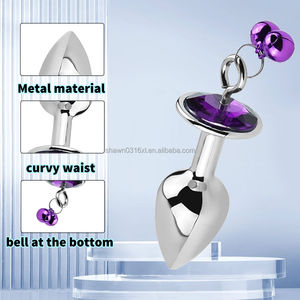 XLN <span class=keywords><strong>Plug</strong></span> <span class=keywords><strong>anal</strong></span> en acier inoxydable avec décorations en diamant, masseur <span class=keywords><strong>anal</strong></span>, chaîne de clochettes, <span class=keywords><strong>laisse</strong></span>, 100% étanche, 3 tailles, silicone - Product Image 6