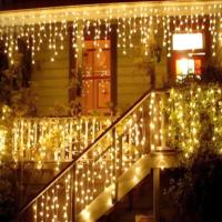 Cadena de luces LED de carámbano, decoraciones navideñas impermeables para interiores/exteriores, IP65 para vacaciones, bodas, borde de techo con Control remoto