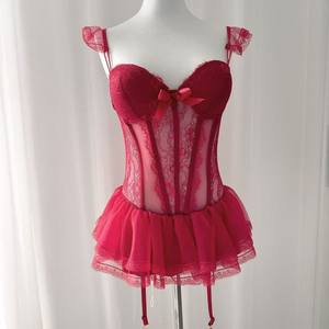Robe de lingerie en dentelle extensible de style français minimaliste, corset, costume pour la <span class=keywords><strong>romance</strong></span> et le plaisir - Product Image 1