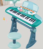 Piano Electrónico Infantil al por Mayor con Juego de Teclado, Taburete y Micrófono, Instrumento Musical Multifuncional para Educación Temprana