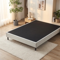 Cadre de lit double moderne et minimaliste en tissu avec sommier à lattes, base en métal et bois, tailles Queen et King, pour chambre à coucher et dortoir, Jiangpai Durable