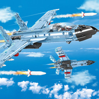 JIESTAR 58122 707PCS Serie de Aviones, Avión de Combate Su-35 con Mecanismo de Retroceso, Bloques de Construcción, Modelo Técnico Educativo, Regalo Festivo