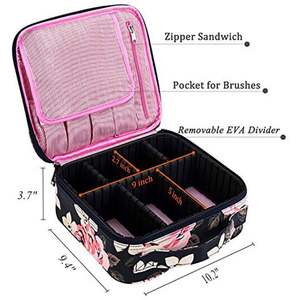 Free Sample Nylon Women <b>Makeup</b> Bag Travel Cosmetic Cute Large Professional Cosmetic Train Case - Product Image 4
