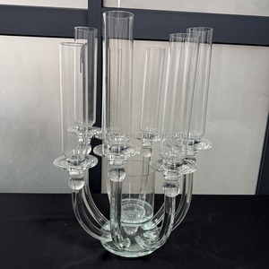 Décoration de fête de mariage de luxe Candélabre en cristal 8 bras Pilier Tube Centres de table Bougeoirs - Product Image 3