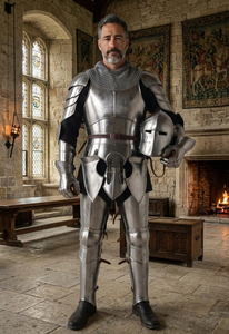 Armadura Completa de Acero de Caballero Barbuta Hecha a Mano, Armadura Medieval de Guerrero con Casco para Recreación Histórica, Exhibición y Cosplay - Product Image 6