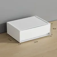 Tiroir de rangement de bureau empilable en gros, organisateur de papeterie modulaire direct usine, fournitures de bureau en plastique blanc pour la maison