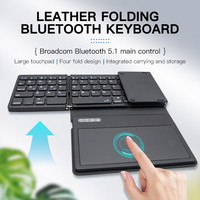 JBH B033 2.4Ghz Keyboard Mini Lipat Nirkabel Antarmuka USB Type-C Dapat Diisi Ulang Ultra Tipis Touch Pad Laptop Mobile