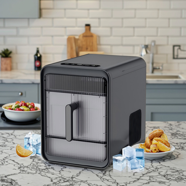 Countertop Ice Maker with Visible Glass Window, Portable Handle, Auto-Clean, 12 Cubes/6 Mins 12/15Kgs/Day, for Home, Camping, RV