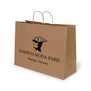2024 Custom Wholesale Brown Paper Bag Printing Logo Shopping Gift Brown Kraft Paper Bag For Shoes Clothing