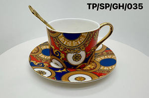 Juego de tazas de café y té de porcelana fina con diseño barroco y una exquisita caja de regalo. Borde dorado para realzar su lujo y elegancia. - Product Image 3