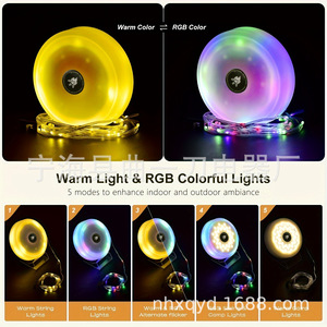 Tira de Luces LED para Camping, 10m, Energía Solar, Portátil, Luz Ambiental para Tienda de Campaña, Blanco Cálido, 7 Colores - Product Image 5