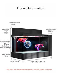 ตู้ปลาทรงสี่เหลี่ยมผืนผ้า พร้อมไฟ LED กรองแสงด้านข้างและด้านบนแบบ Ultra White Glass ระบบระบายน้ำแบบคลิกเดียว หน้าจอสัมผัส - Product Image 6