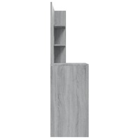 Nouvelle Arrivée Meilleur Prix Coiffeuse Moderne en Bois Composite Gris avec Miroir Éclairé, 3 Compartiments de Rangement et Design à Panneaux