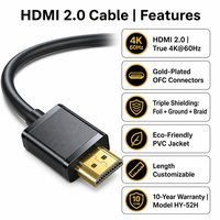 Cable HD-MI 2.0 4K, Cable de Video Digital con Longitud Personalizada para Laptop, Decodificador, TV, Proyector, Monitor, Conexión de Datos de Alta Velocidad