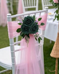 25-زهور خضراء مطاردة بلمسة حقيقية-زهور من الفوم الاصطناعي مع سيقان لباقة الزفاف ديكور منزلي للحفلات - Product Image 6