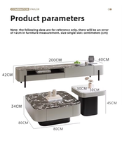 Ensemble Table Basse et Meuble TV Haut de Gamme au Design Minimaliste Moderne à Motif Marbre pour Salon de Villa