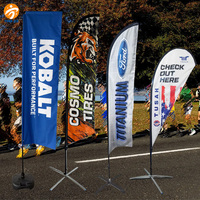 Kit de drapeau de plage personnalisé coupe-vent en plumes, comprenant un mât et une base, pour événements et expositions