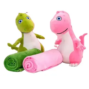 AIFEI TOY Lying Version Dinosaur Cute Quilt Cushion Blanket 2 In 1 Air Conditioning Children's Midday Sleep Pillow
